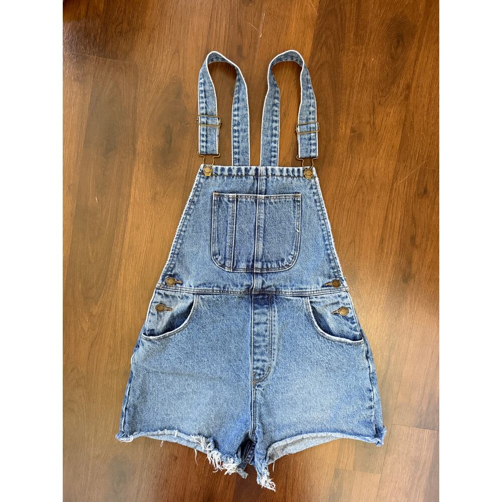 Rolla's Mirage High Rise Denim Shortalls Medium Wash Sz 27 Western Boho Gardener